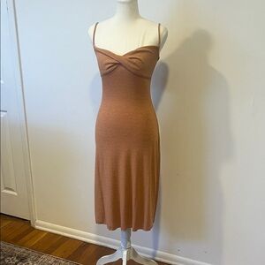 See You Monday Rust-Tone Twist Midi Slip Dress